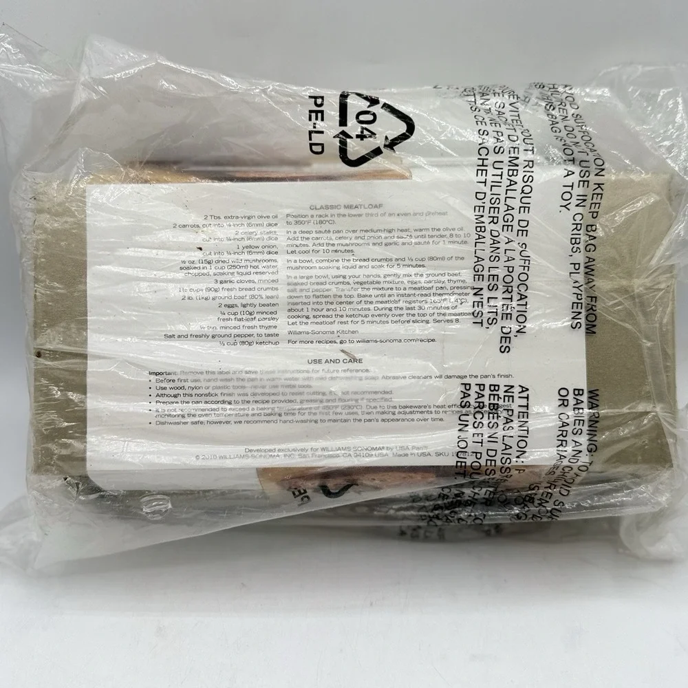 Williams Sonoma Goldtouch® Pro Nonstick Loaf Pan 1 lb w/ Meatloaf  Insert 10